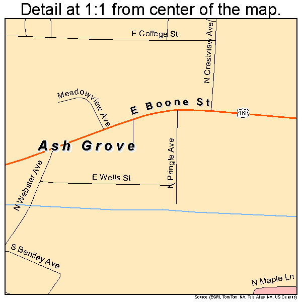 Ash Grove, Missouri road map detail