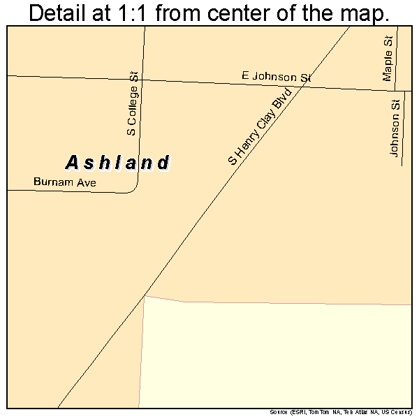 Ashland, Missouri road map detail