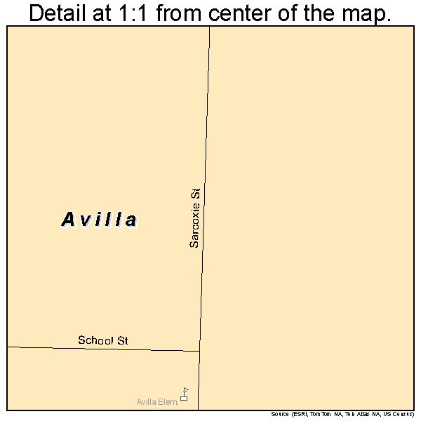 Avilla, Missouri road map detail