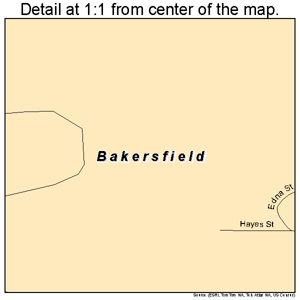 Bakersfield, Missouri road map detail