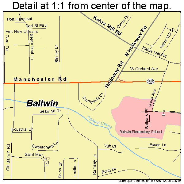 Ballwin, Missouri road map detail