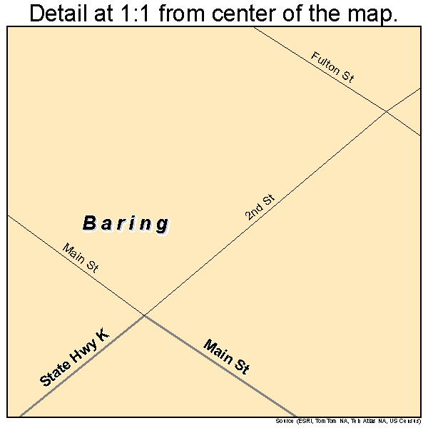 Baring, Missouri road map detail