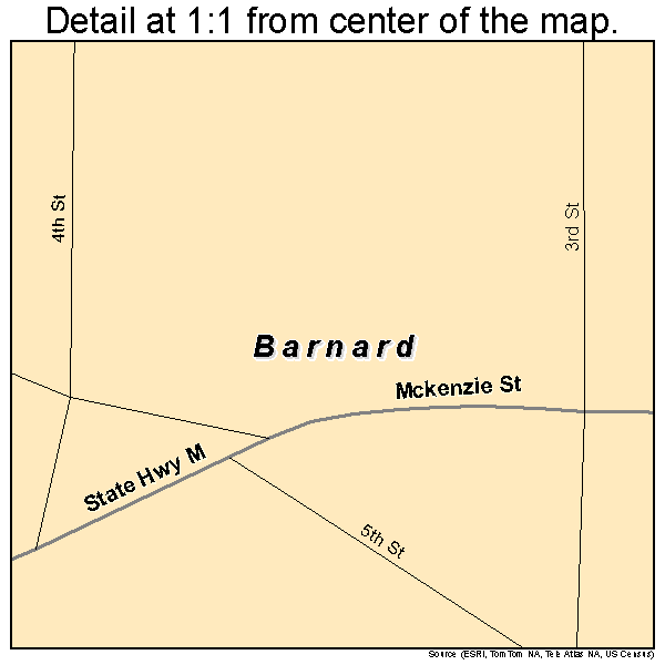 Barnard, Missouri road map detail