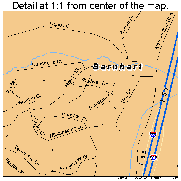 Barnhart, Missouri road map detail