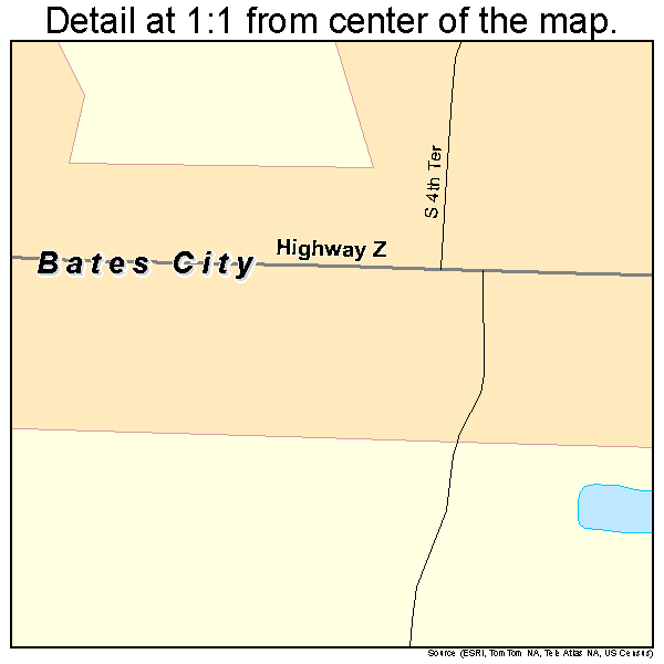 Bates City, Missouri road map detail