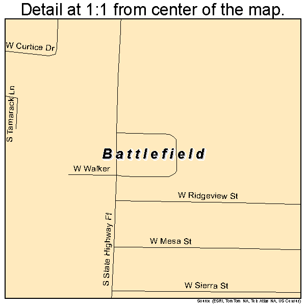Battlefield, Missouri road map detail