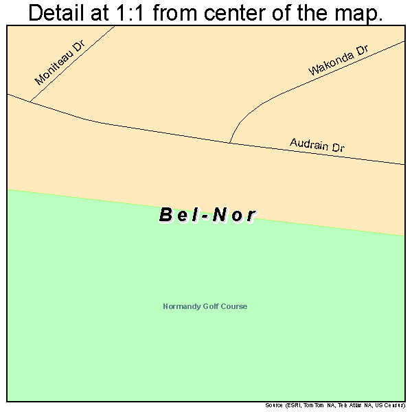 Bel-Nor, Missouri road map detail