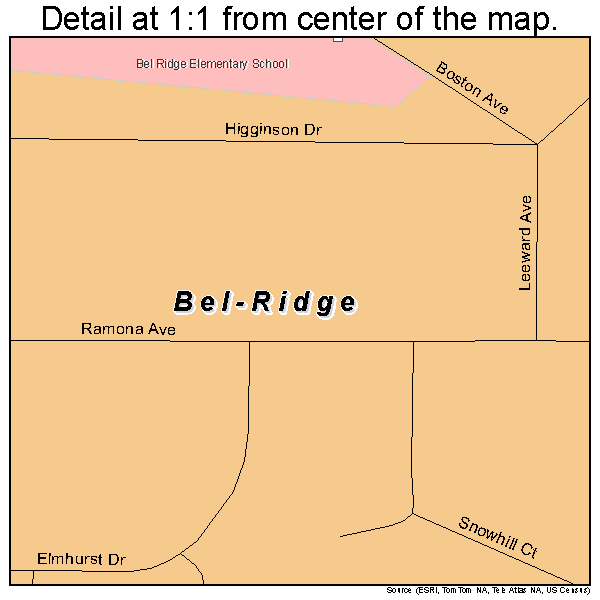 Bel-Ridge, Missouri road map detail
