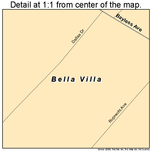 Bella Villa, Missouri road map detail