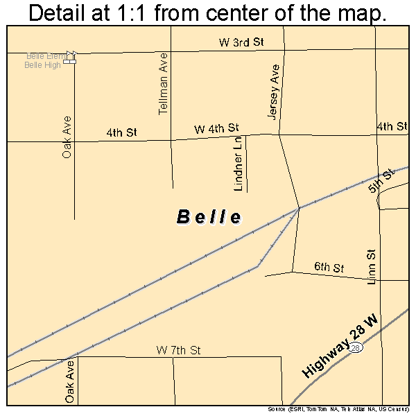 Belle, Missouri road map detail