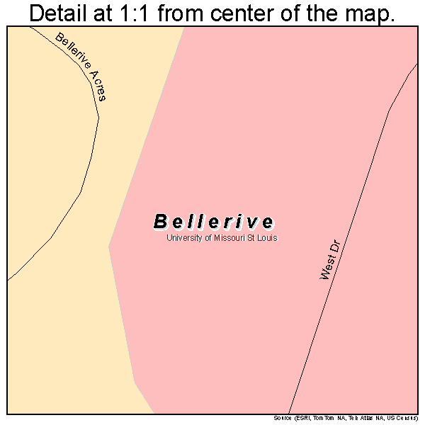 Bellerive, Missouri road map detail
