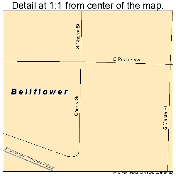 Bellflower, Missouri road map detail