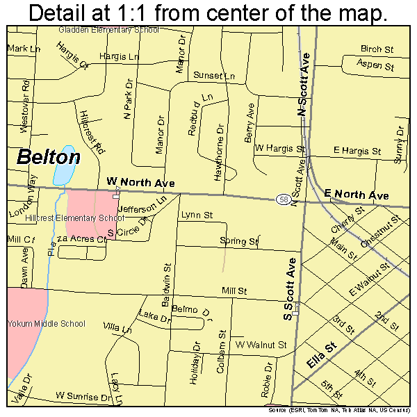 Belton, Missouri road map detail