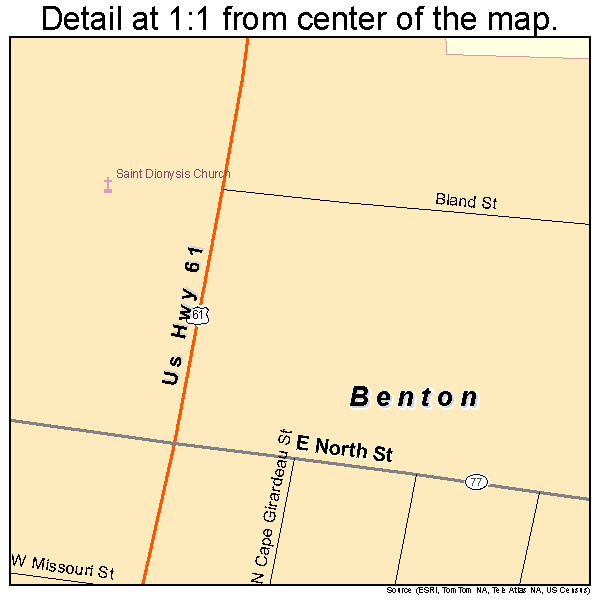 Benton, Missouri road map detail