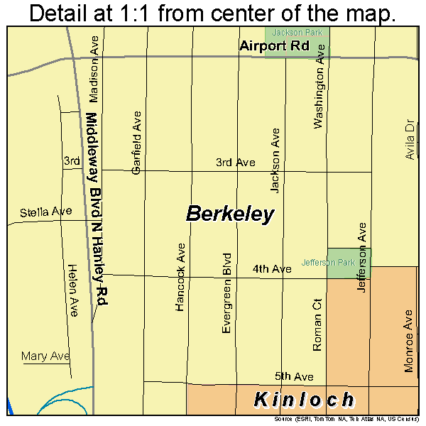 Berkeley, Missouri road map detail