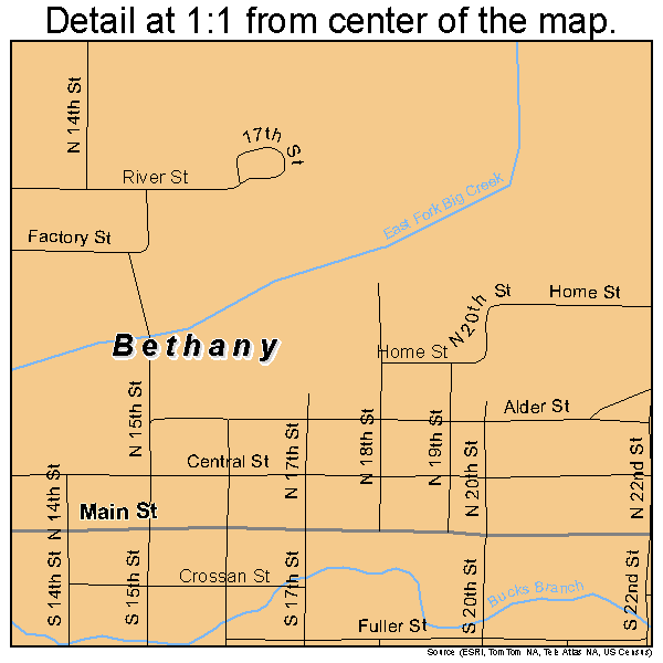 Bethany, Missouri road map detail