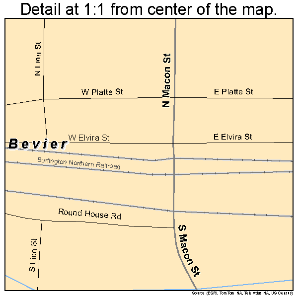 Bevier, Missouri road map detail