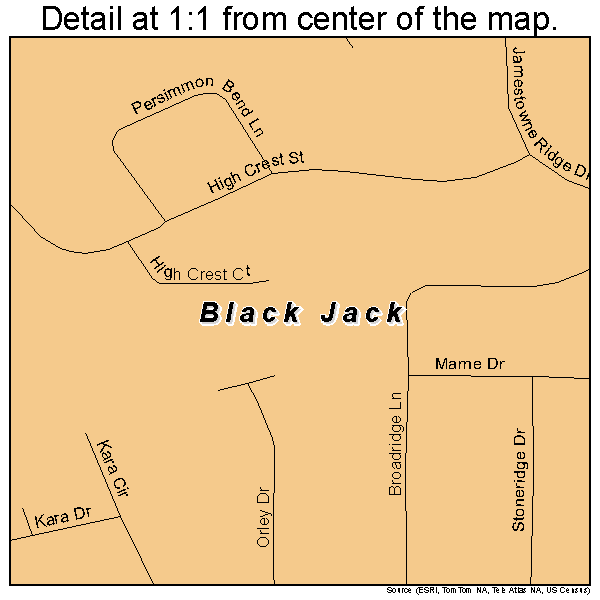 Black Jack, Missouri road map detail
