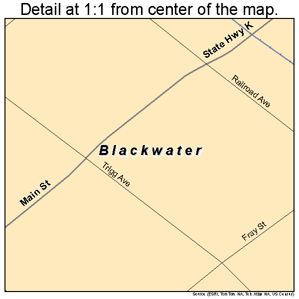 Blackwater, Missouri road map detail