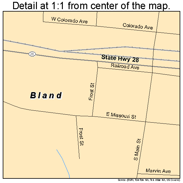 Bland, Missouri road map detail