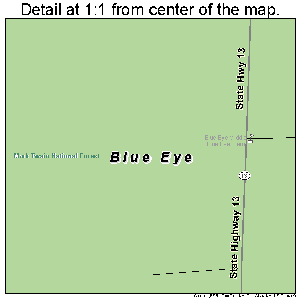 Blue Eye, Missouri road map detail