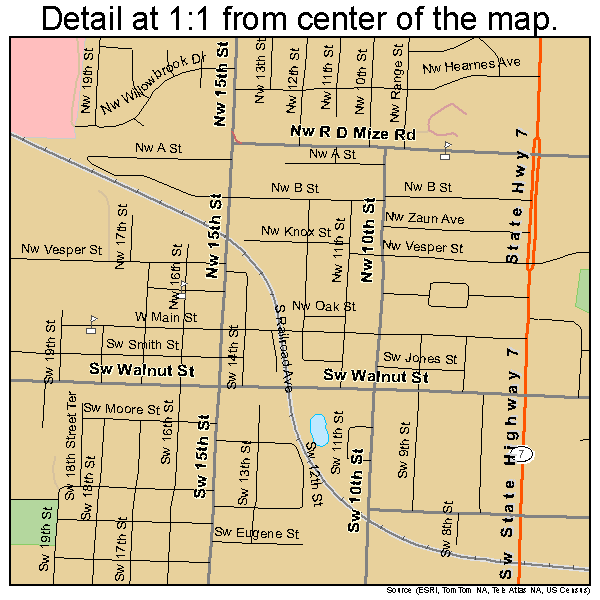 Blue Springs, Missouri road map detail