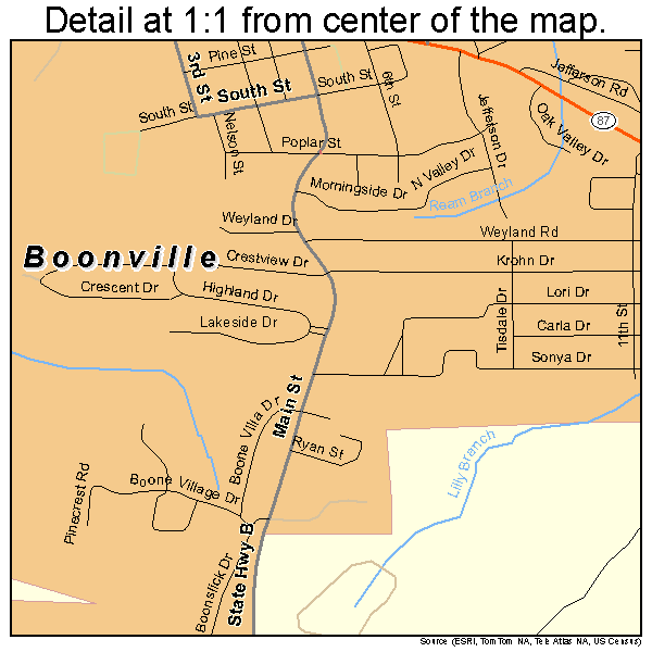 Boonville, Missouri road map detail