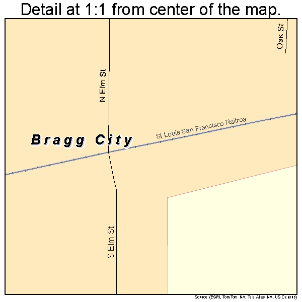 Bragg City, Missouri road map detail