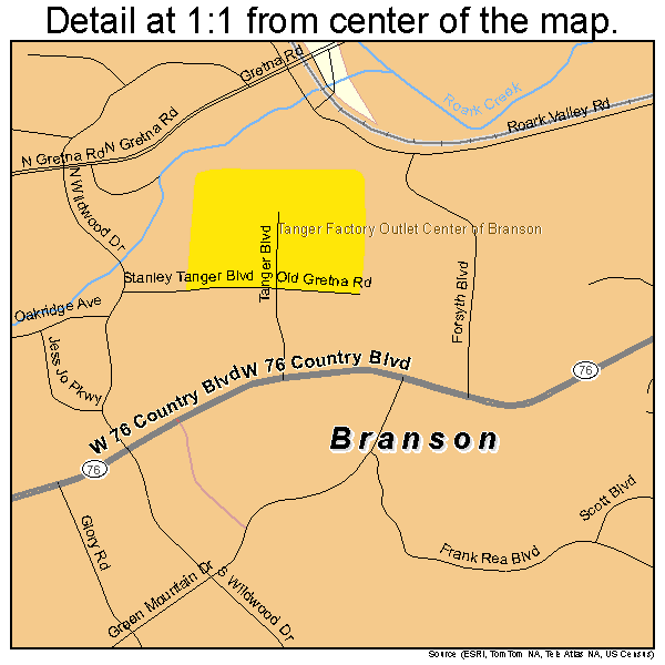 Branson, Missouri road map detail
