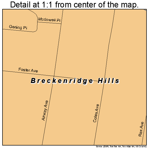Breckenridge Hills, Missouri road map detail