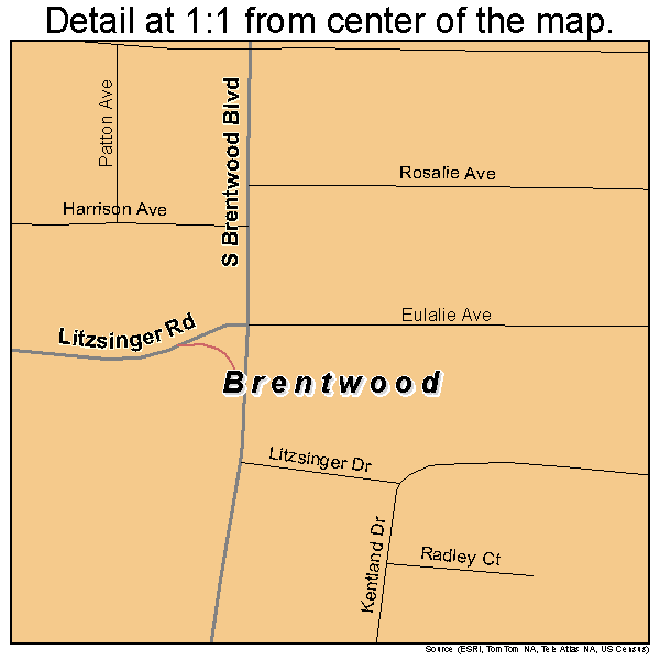 Brentwood, Missouri road map detail