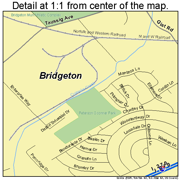 Bridgeton, Missouri road map detail