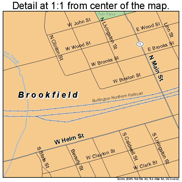 Brookfield, Missouri road map detail