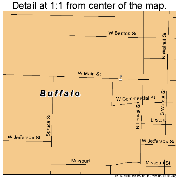 Buffalo, Missouri road map detail