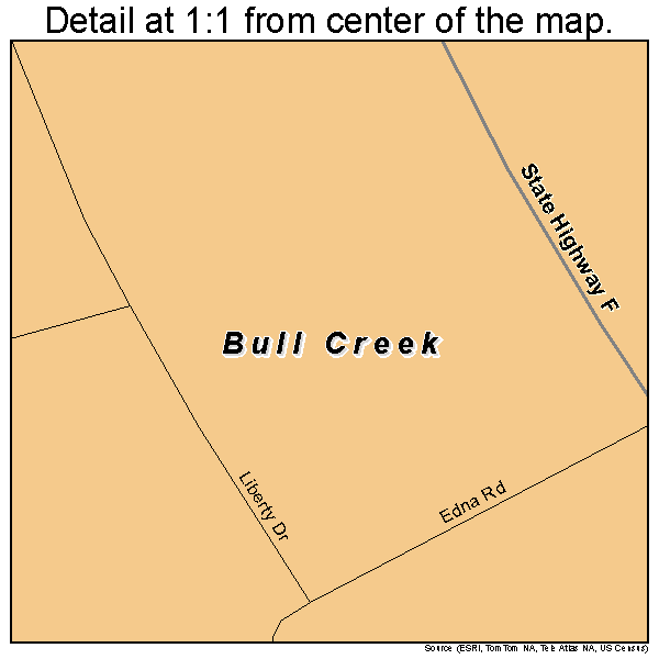 Bull Creek, Missouri road map detail