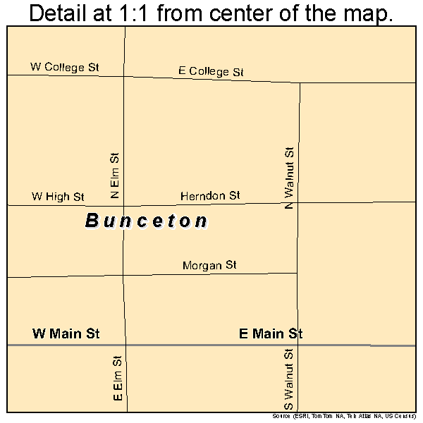 Bunceton, Missouri road map detail