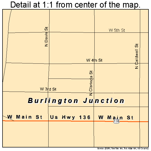Burlington Junction, Missouri road map detail