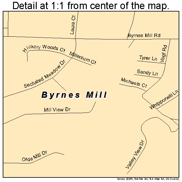 Byrnes Mill, Missouri road map detail