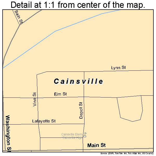 Cainsville, Missouri road map detail
