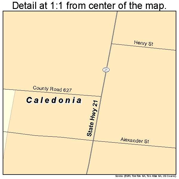 Caledonia, Missouri road map detail