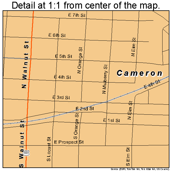 Cameron, Missouri road map detail