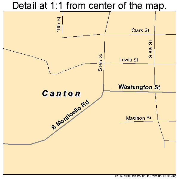 Canton, Missouri road map detail