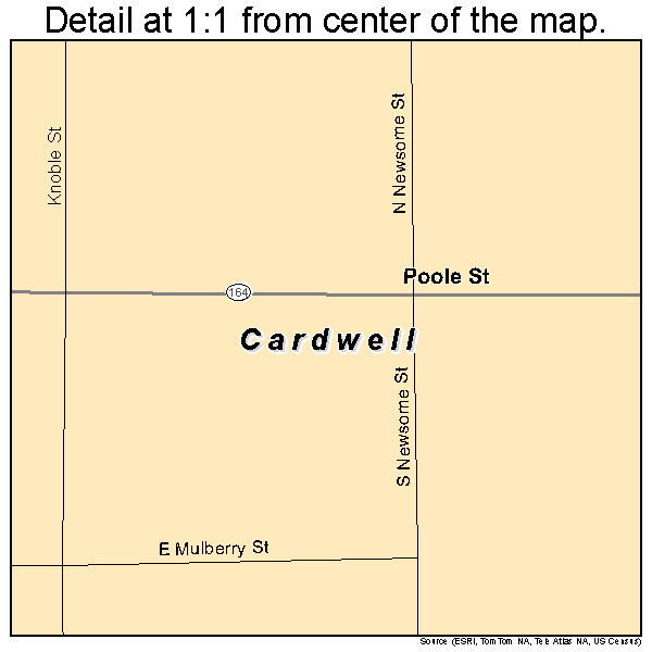 Cardwell, Missouri road map detail