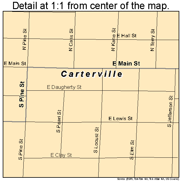 Carterville, Missouri road map detail