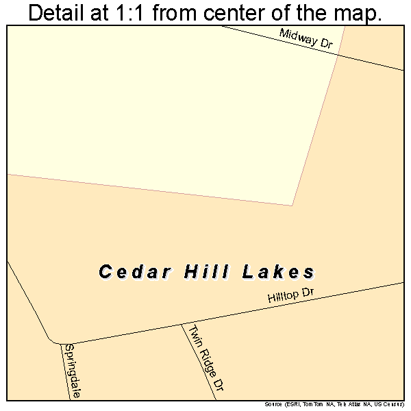Cedar Hill Lakes, Missouri road map detail
