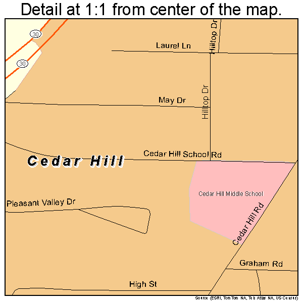 Cedar Hill, Missouri road map detail