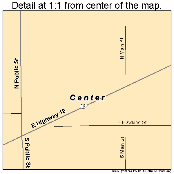 Center, Missouri road map detail