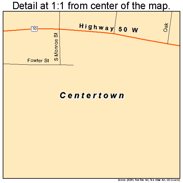 Centertown, Missouri road map detail
