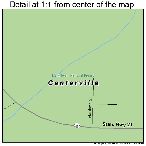 Centerville, Missouri road map detail