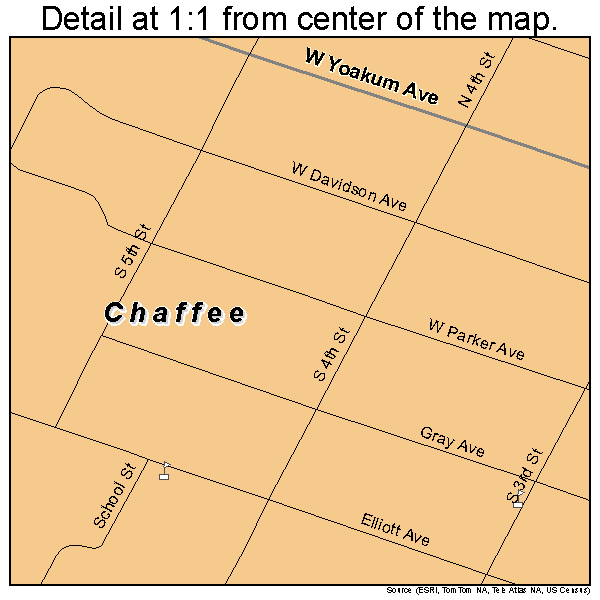 Chaffee, Missouri road map detail